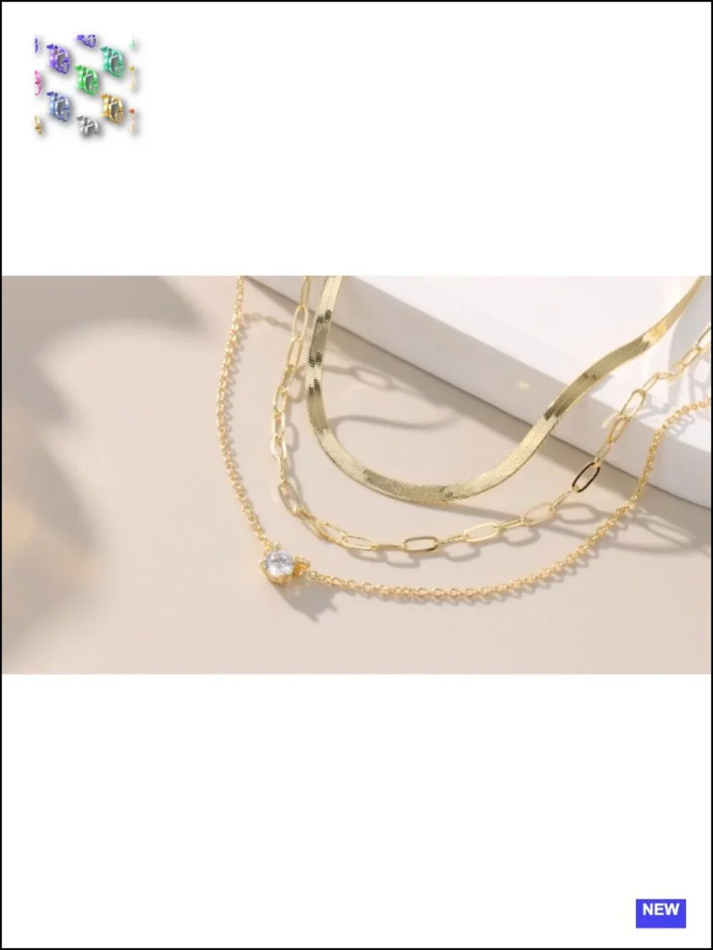 14k Gold-Plated Layered Necklace Set Dainty Choker Pendant Stack